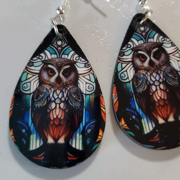 Owl Teardrop Earrings - Picture 2 of 5